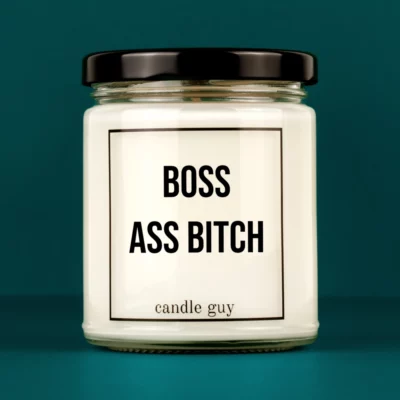 Discover our bestselling quote candle: "Boss Ass Bitch" – handcrafted with love and 100% soy wax. A true original by candle guy.