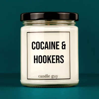 Discover our bestselling quote candle: "Cocaine & Hookers" – handcrafted with love and 100% soy wax. A true original by candle guy.