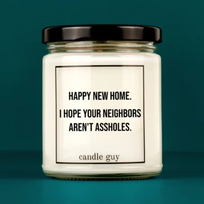 Discover our bestselling quote candle: "Happy new home." – handcrafted with love and 100% soy wax. A true original by candle guy.