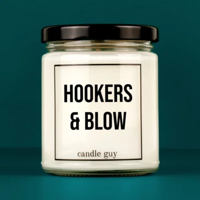 Discover our bestselling quote candle: "Hookers & Blow" – handcrafted with love and 100% soy wax. A true original by candle guy.