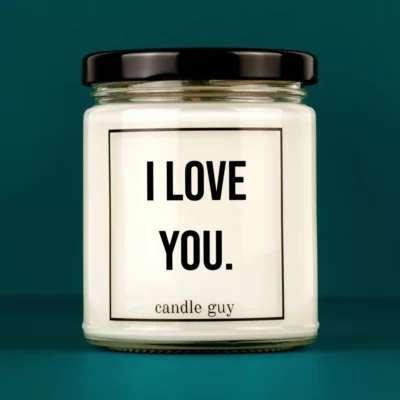 Discover our bestselling quote candle: "I love you." – handcrafted with love and 100% soy wax. A true original by candle guy.