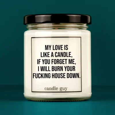 Discover our bestselling quote candle: "My love is like a candle." – handcrafted with love and 100% soy wax. A true original by candle guy.