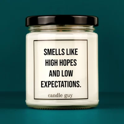 Discover our bestselling quote candle: "Smells like high hopes." – handcrafted with love and 100% soy wax. A true original by candle guy.