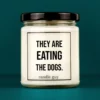 Discover our bestselling quote candle: "They are eating the dogs." – handcrafted with love and 100% soy wax. A true original by candle guy.